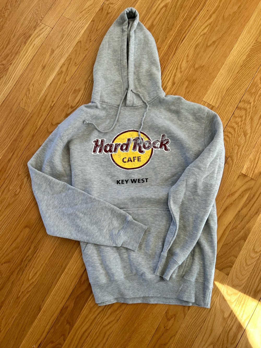 Hard Rock Cafe Gray Hoodie with Yellow & Maroon Logo